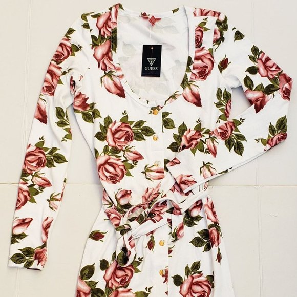 New GUESS Women's Eisley Floral Long-Sleeve Dress - Picture 7 of 10
